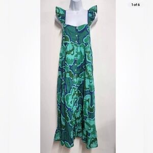Elegant Green Floral Maxi Dress